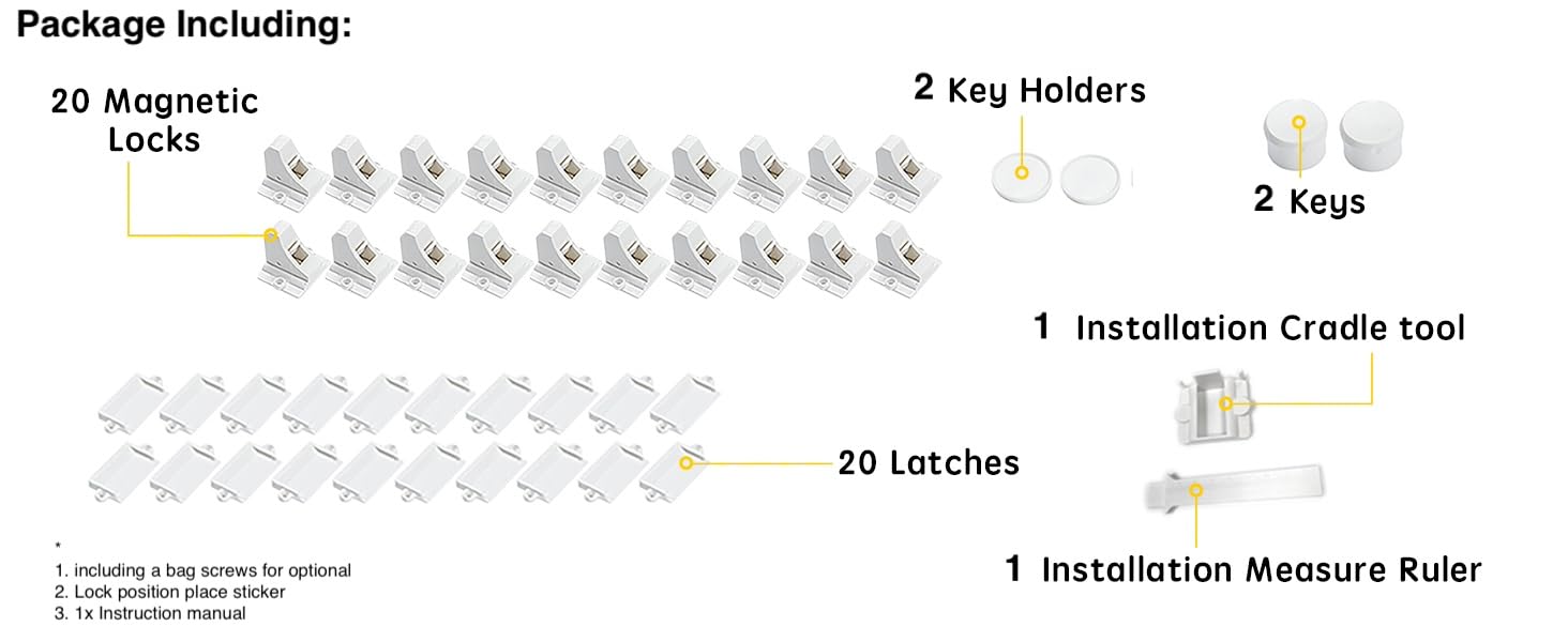 Vmaisi 20 Pack Magnetic Cabinet Locks Baby Proofing and 2 Keys - Image 2