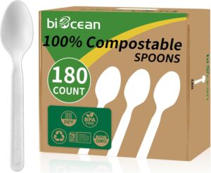 100% Compostable Spoons 180 Count D...