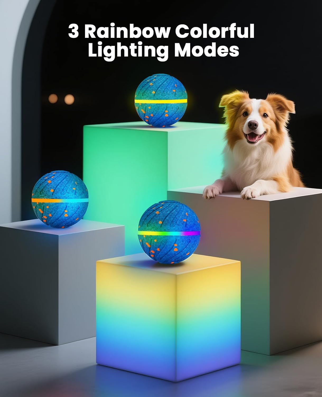 Xeuch Smart Interactive Dog Balls, Automatic Moving Bouncing Ball, E-TPU Material, Motion Activated Rotating Toy for Dogs Puppies, Enrichment & Stimulation Toys for Indoor & Outdoor (Deep Blue) - Image 4