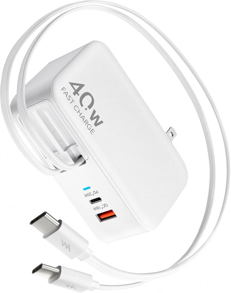 4-in-1 Retractable USB C Wall Charger,40W Fast Charging for Multi-Device