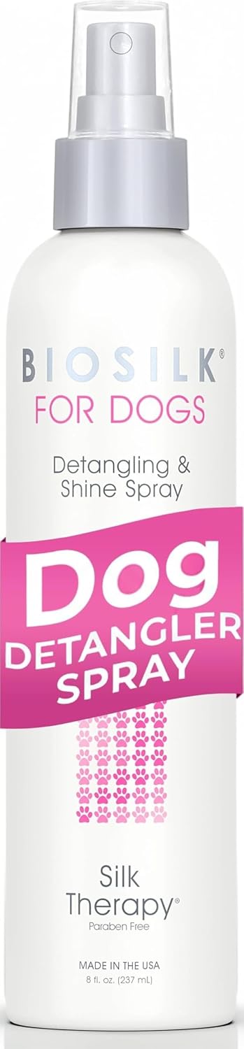 BioSilk for Dogs Silk Therapy Detangling and Shine Spray, 8 Fl Oz