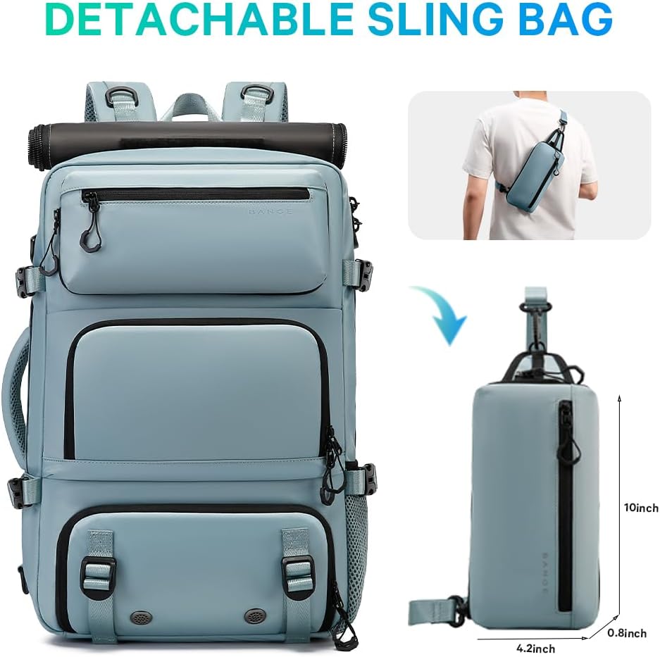 FUTURE AESTHEICS Travel backpack Carry-on Travel Backpack For Women Men Flight Approved Business Weekender Overnight Waterproof Daypack (Light Blue) - Image 5