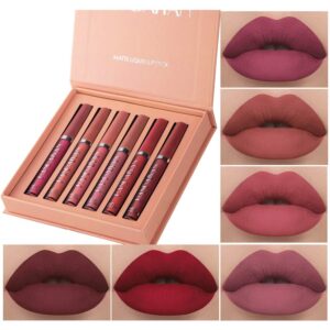 6Pcs Matte Liquid Lipstick Set, Wat...