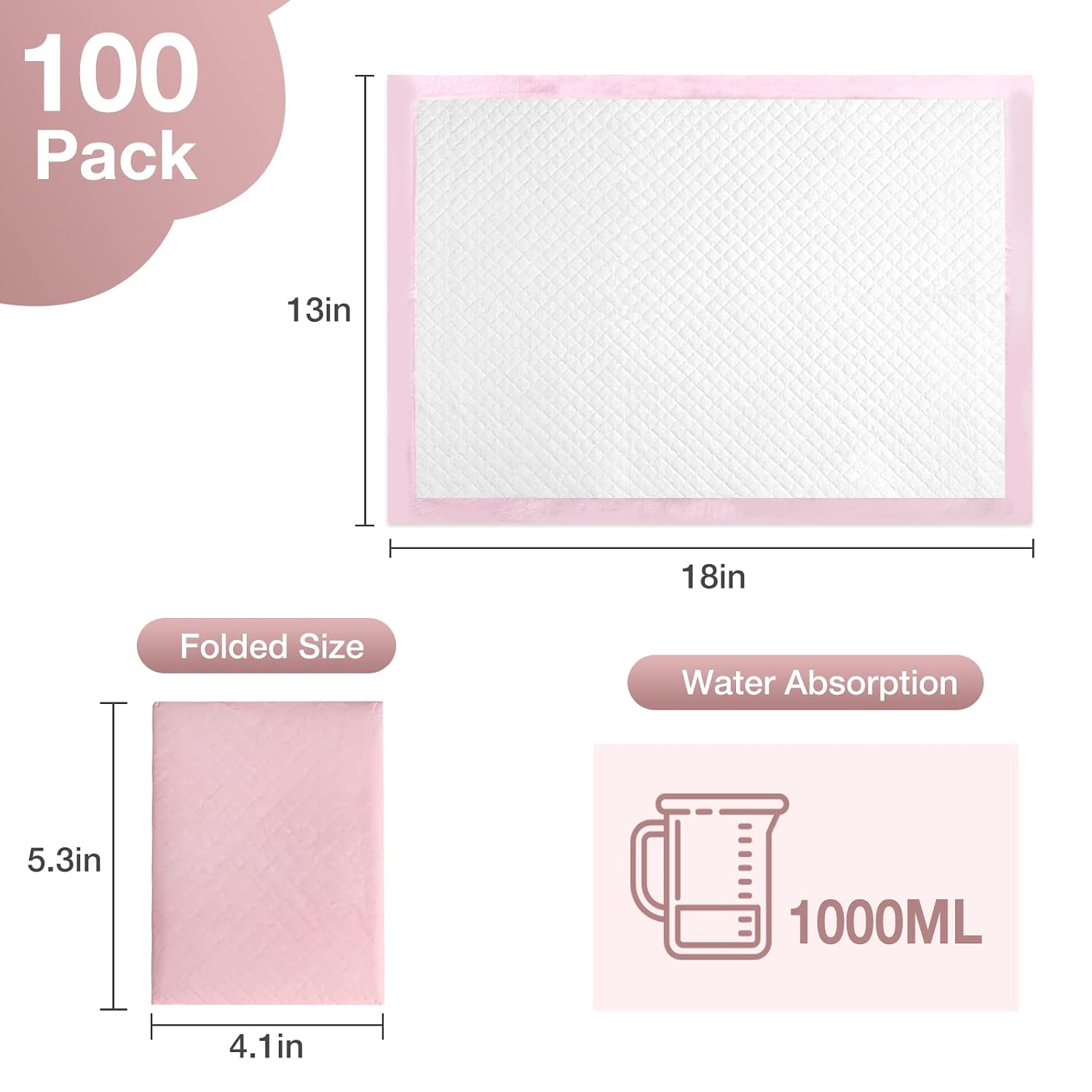 Disposable Changing Pad Liners Pack of 100 Baby Incontinence Changing Pads Diaper UnderPads Ultra Soft Super Absorbent Waterproof Mat 13 x18 in - Image 7
