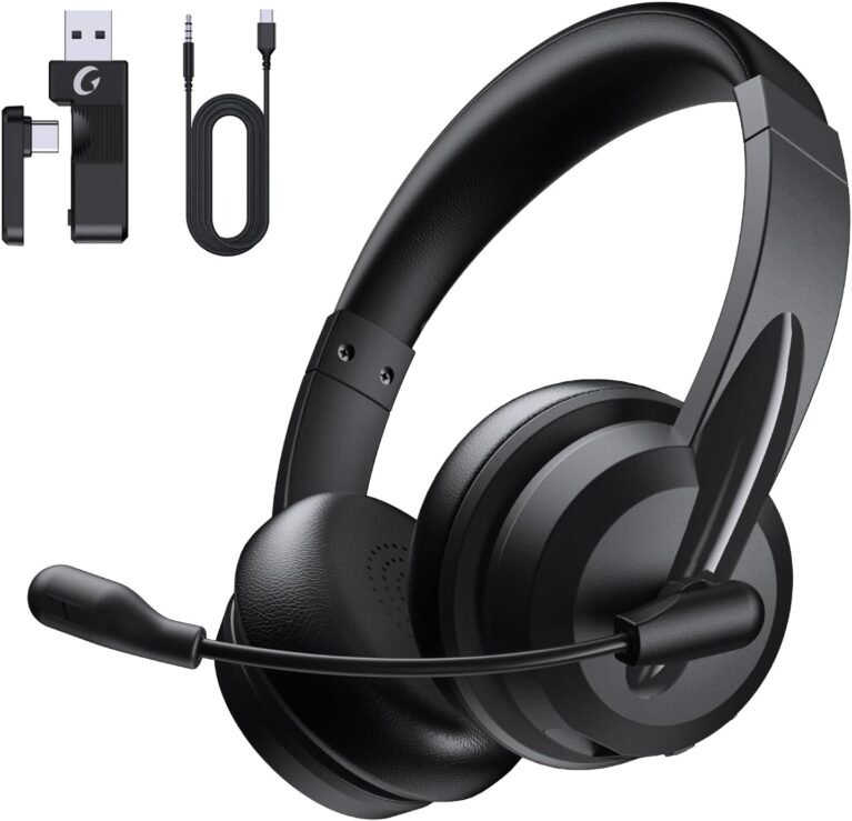 AOC Wireless Headset with Mic for Work, AI Noise Cancelling, Bluetooth