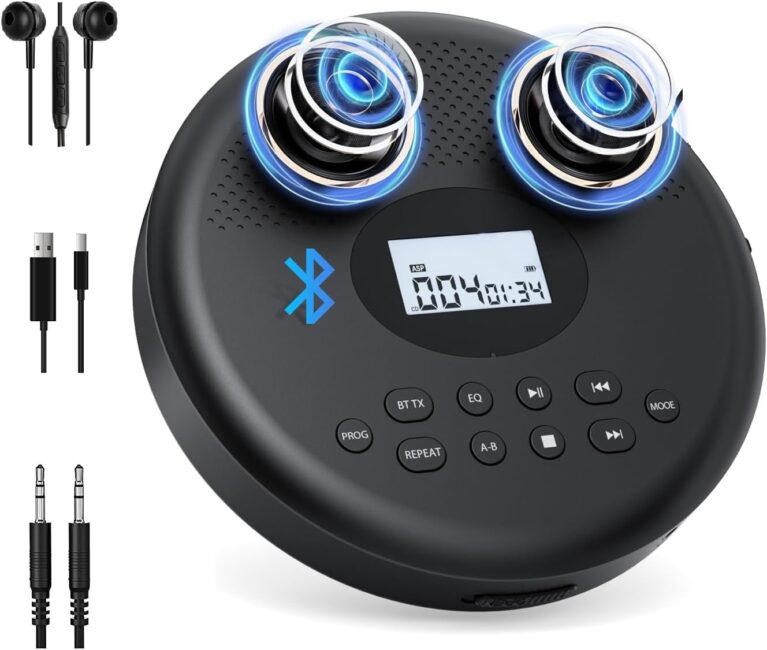 ARAFUNA Portable CD Player Rechargeable with Bluetooth, Speakers for Home