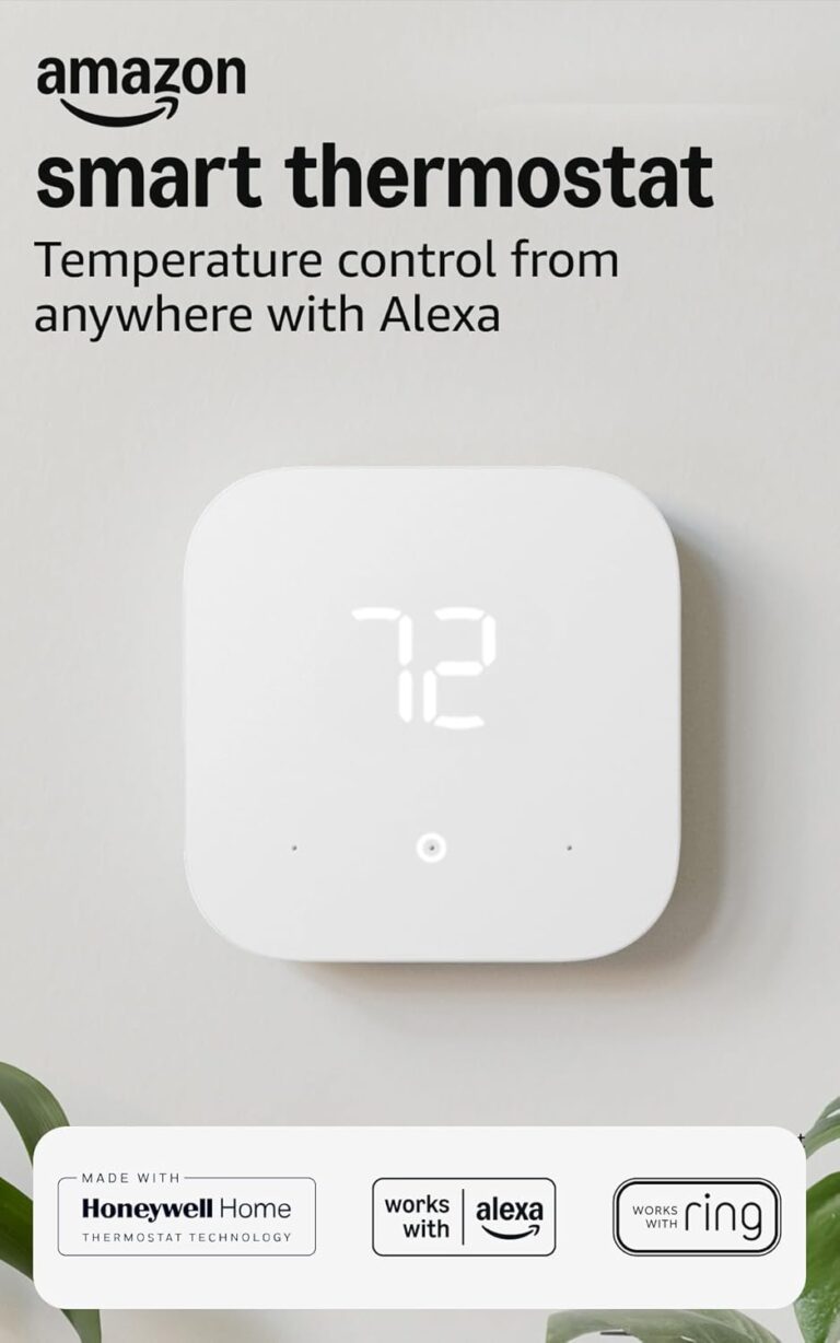 Amazon Smart Thermostat, Save money and energy, Works with Alexa and Ring, C-wire required