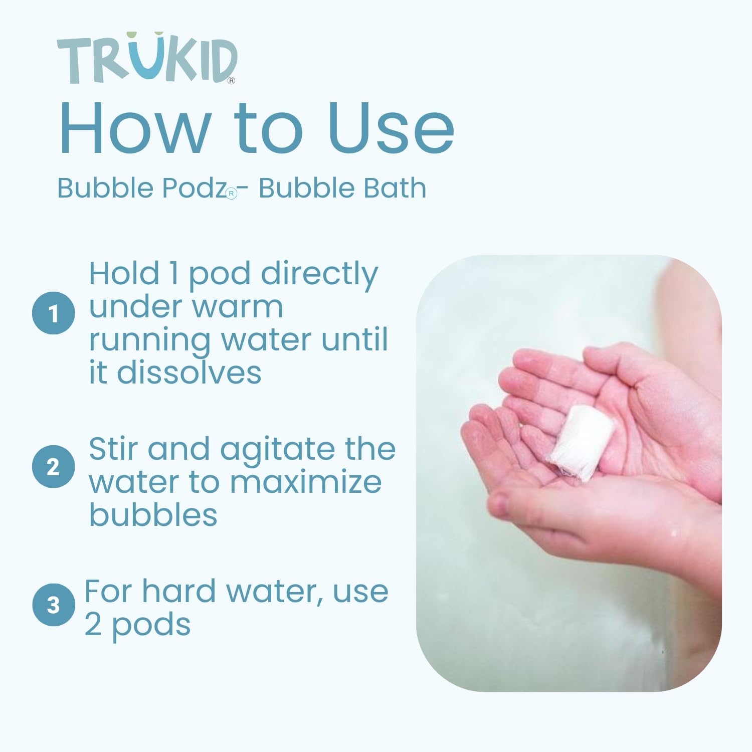 TruKid Bubble Podz Bubble Bath for Kids, Toddlers, & Babies, Tear Free Gentle & Refreshing Bath Bomb for Sensitive Skin with Natural Moisturizers, Non-Toxic, pH Balanced, Lavender Scent (10 Podz) - Image 3