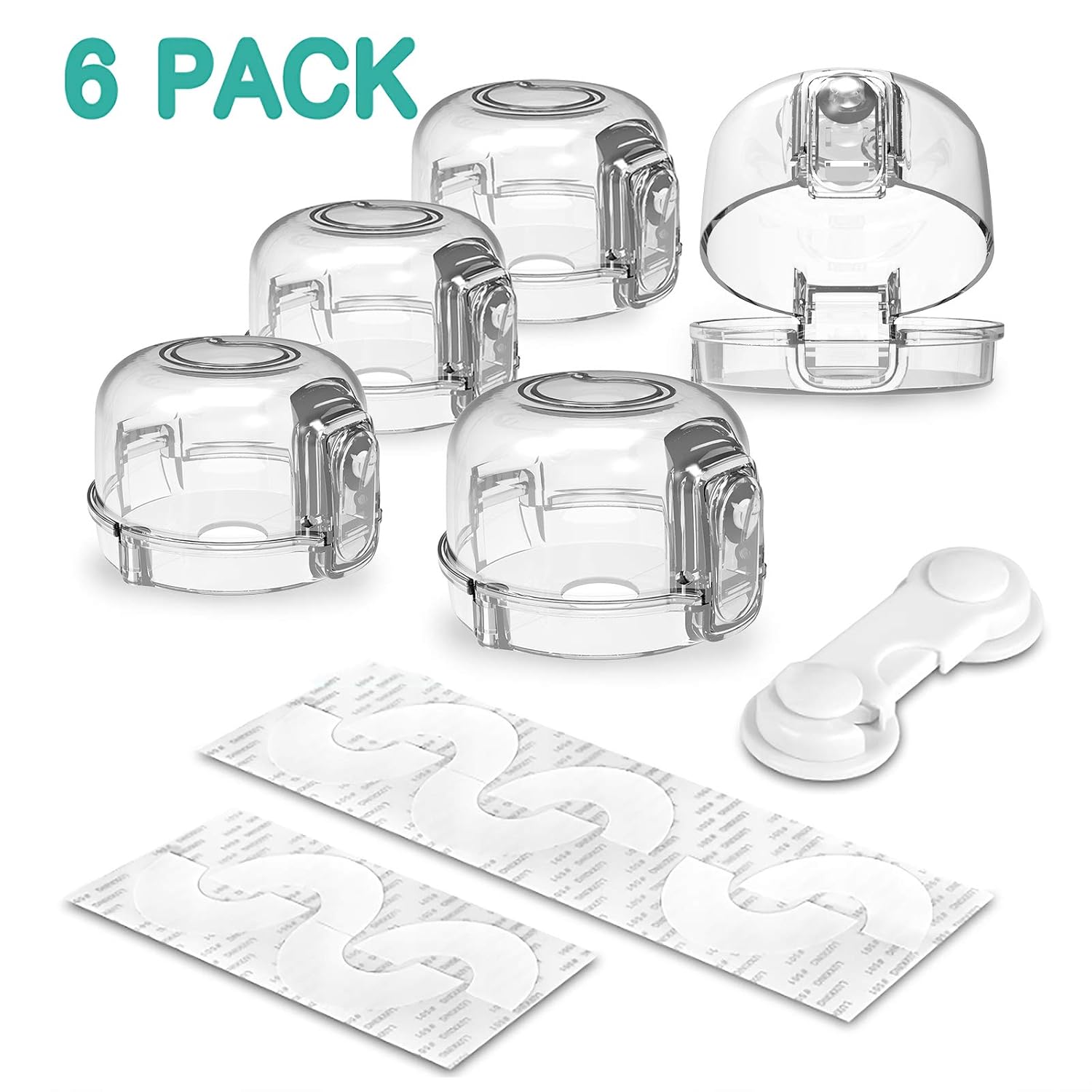 Stove Knob Safety Covers (5 + 1 Pack), Oven Lock Child Safety, Clear View - Image 9