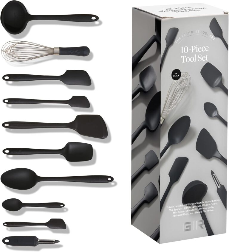 GIR: Get It Right 10-Piece Cooking Utensils Set - Black Silicone - Spatula Set, Silicone Spatulas & Kitchen Spoons - Heat-Resistant up to 425°F - Nonstick Cookware-Friendly - Dishwasher-Friendly