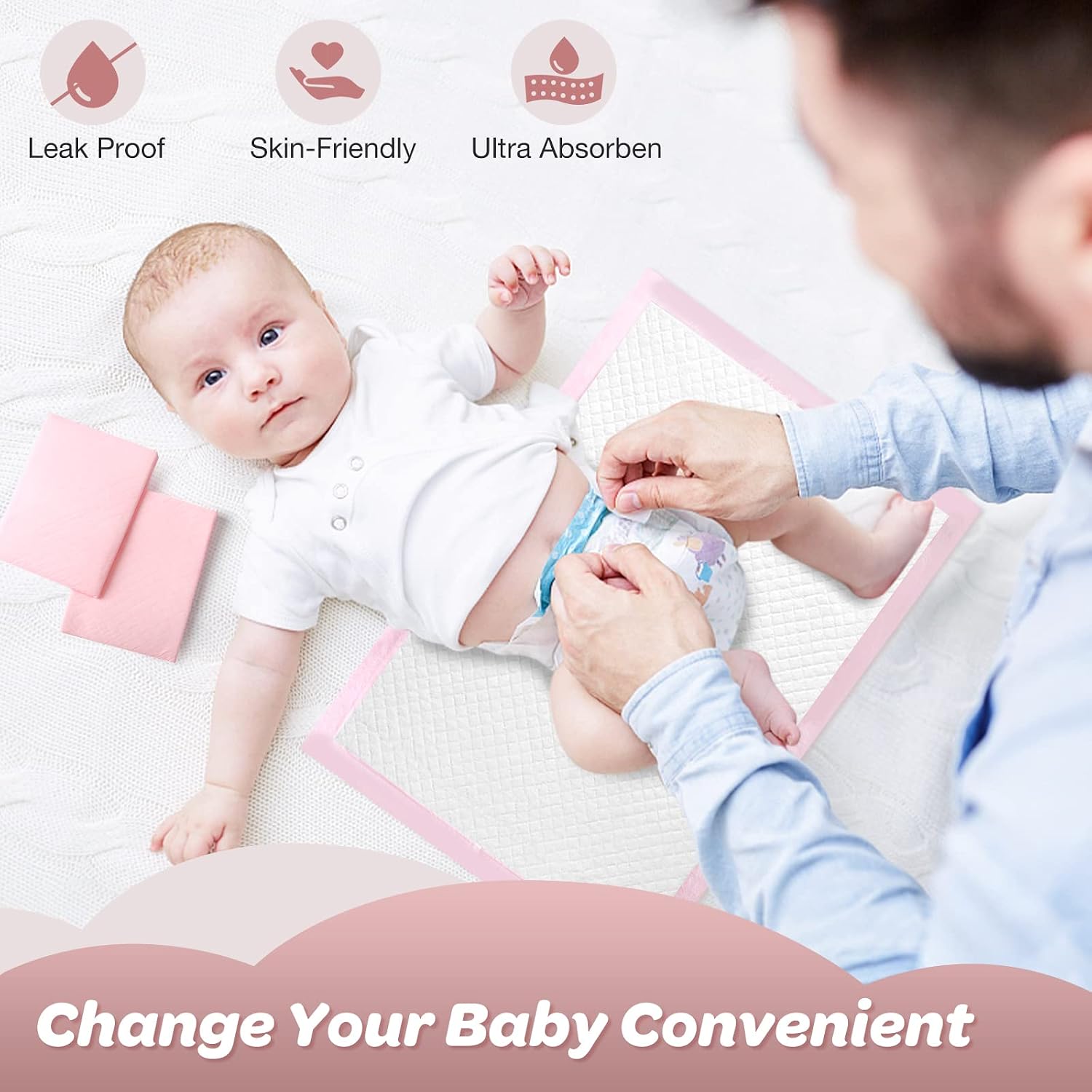 Disposable Changing Pad Liners Pack of 100 Baby Incontinence Changing Pads Diaper UnderPads Ultra Soft Super Absorbent Waterproof Mat 13 x18 in - Image 5