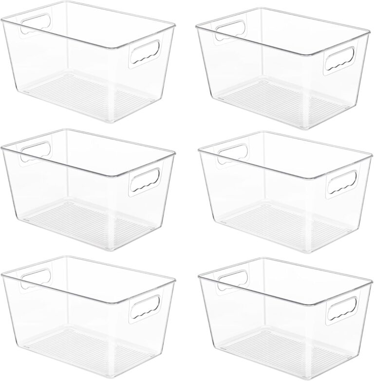 YIHONG 6 Pack Clear Storage Bins, Pantry Organizer Bins with Handle, Large
