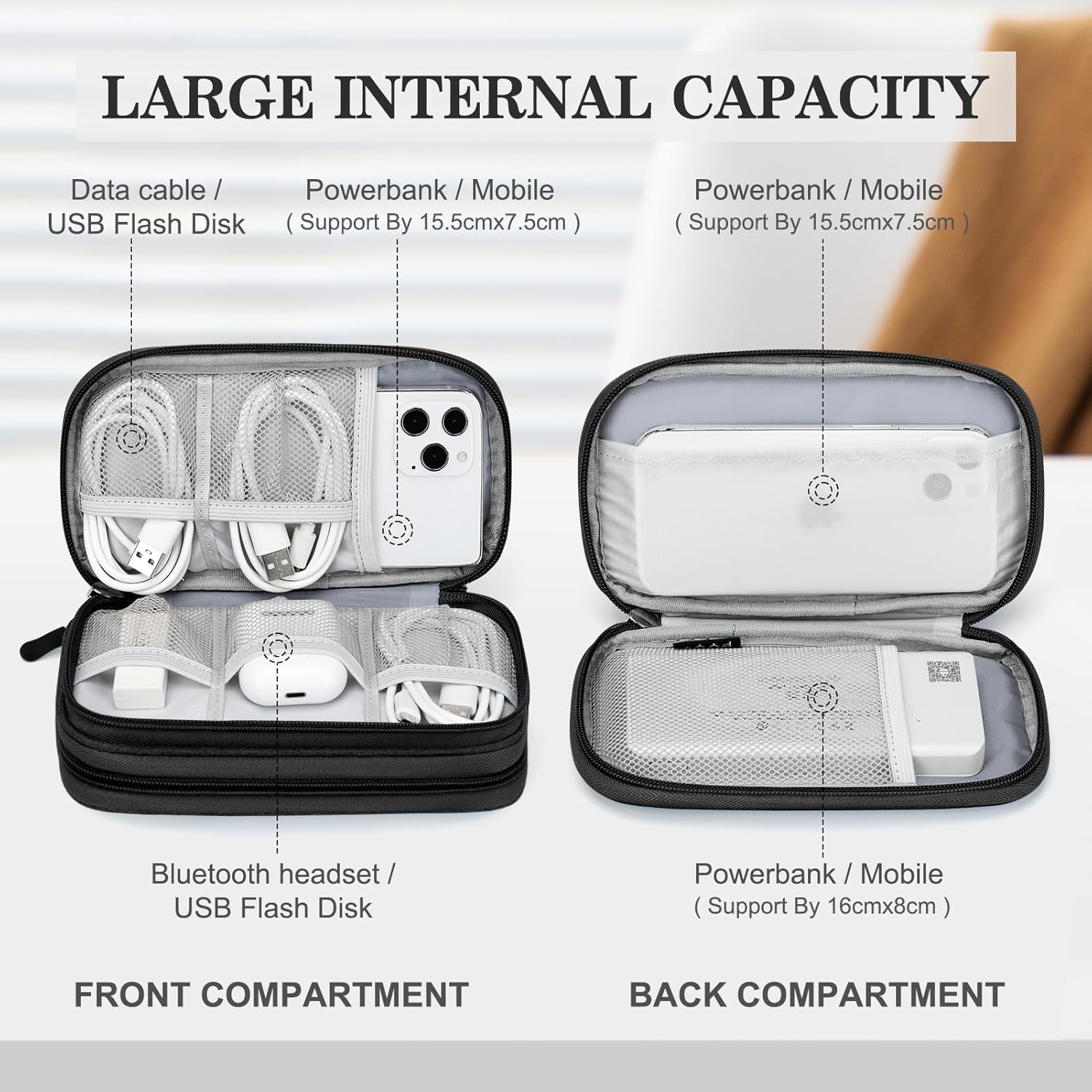FYY Electronic Organizer, Travel Tech Pouch Bag, Cable Organizer Black - Image 3