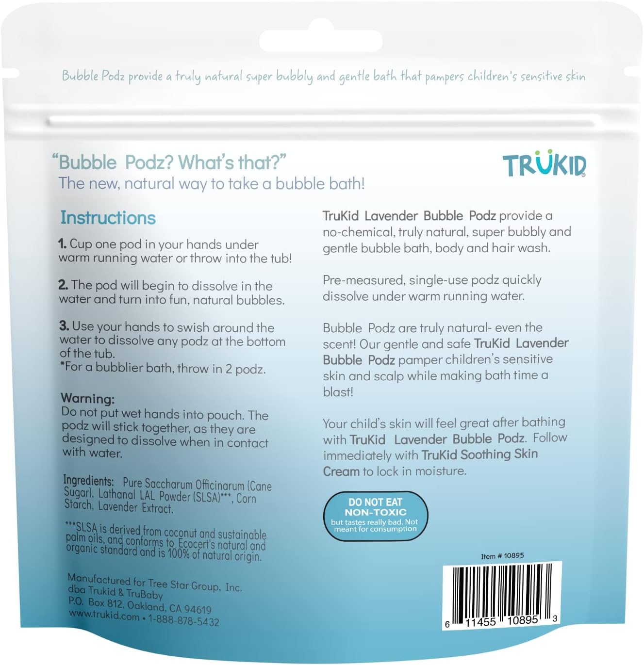 TruKid Bubble Podz Bubble Bath for Kids, Toddlers, & Babies, Tear Free Gentle & Refreshing Bath Bomb for Sensitive Skin with Natural Moisturizers, Non-Toxic, pH Balanced, Lavender Scent (10 Podz) - Image 8