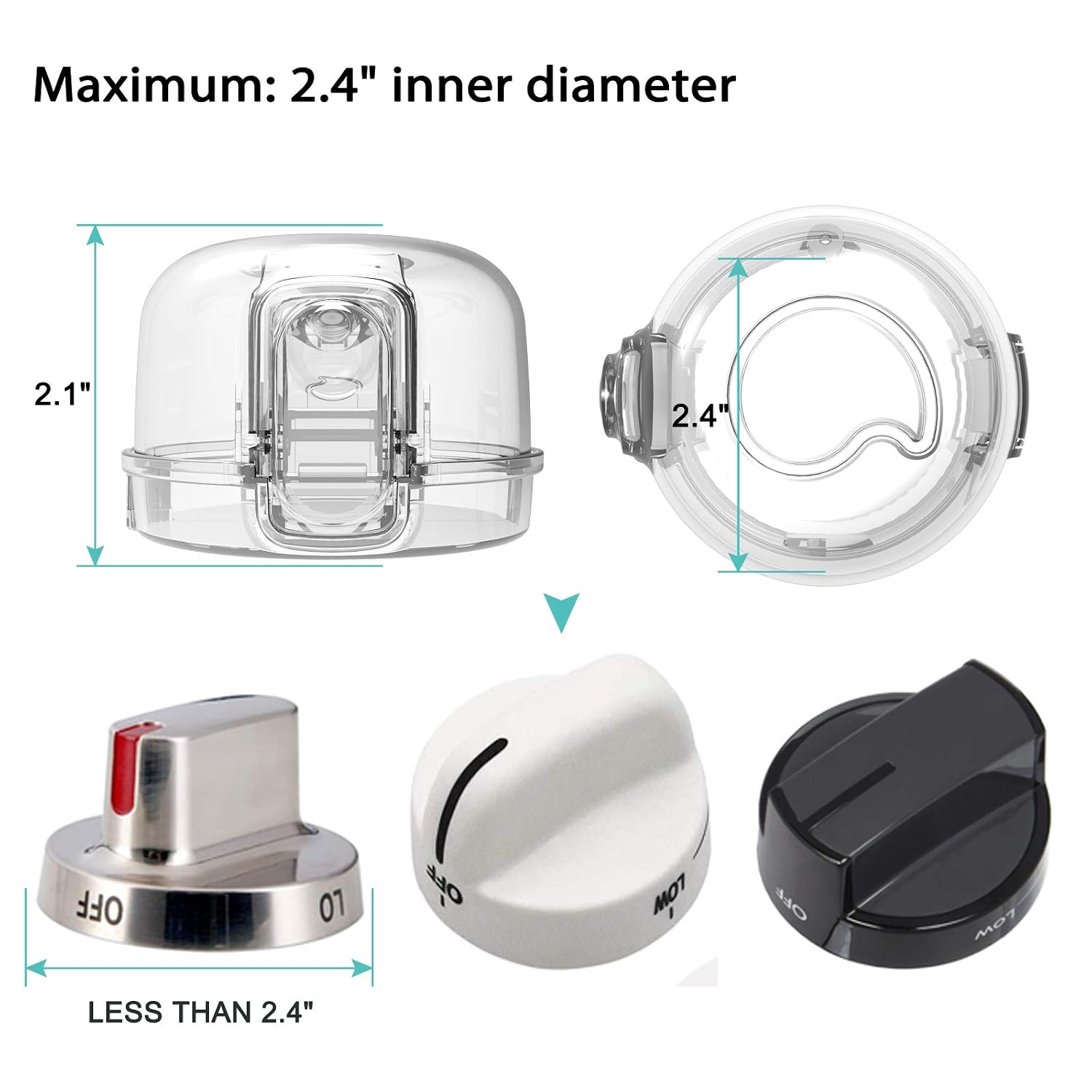 Stove Knob Safety Covers (5 + 1 Pack), Oven Lock Child Safety, Clear View - Image 3