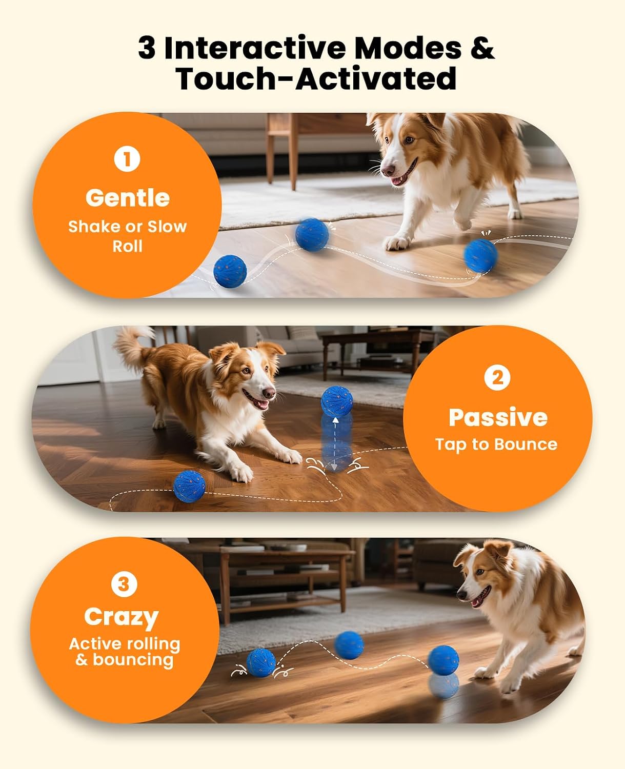 Xeuch Smart Interactive Dog Balls, Automatic Moving Bouncing Ball, E-TPU Material, Motion Activated Rotating Toy for Dogs Puppies, Enrichment & Stimulation Toys for Indoor & Outdoor (Deep Blue) - Image 2