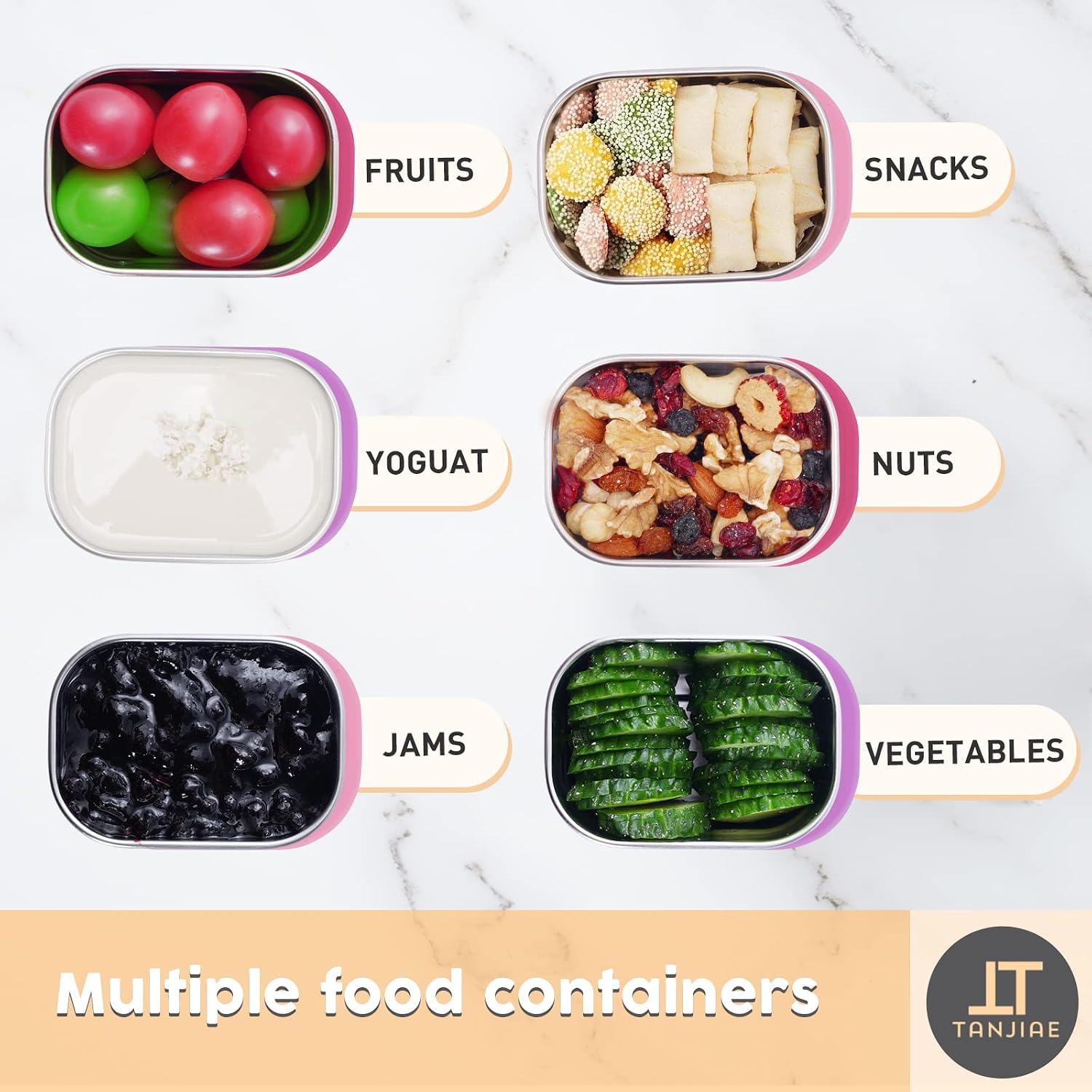 Tanjiae Small (1 CUP) Stainless Steel Snack Containers for Kids | Easy Open Leak Proof Food Containers with Silicone Lids - Perfect Metal Toddler Lunch Box for Daycare and School (8oz) - Image 6