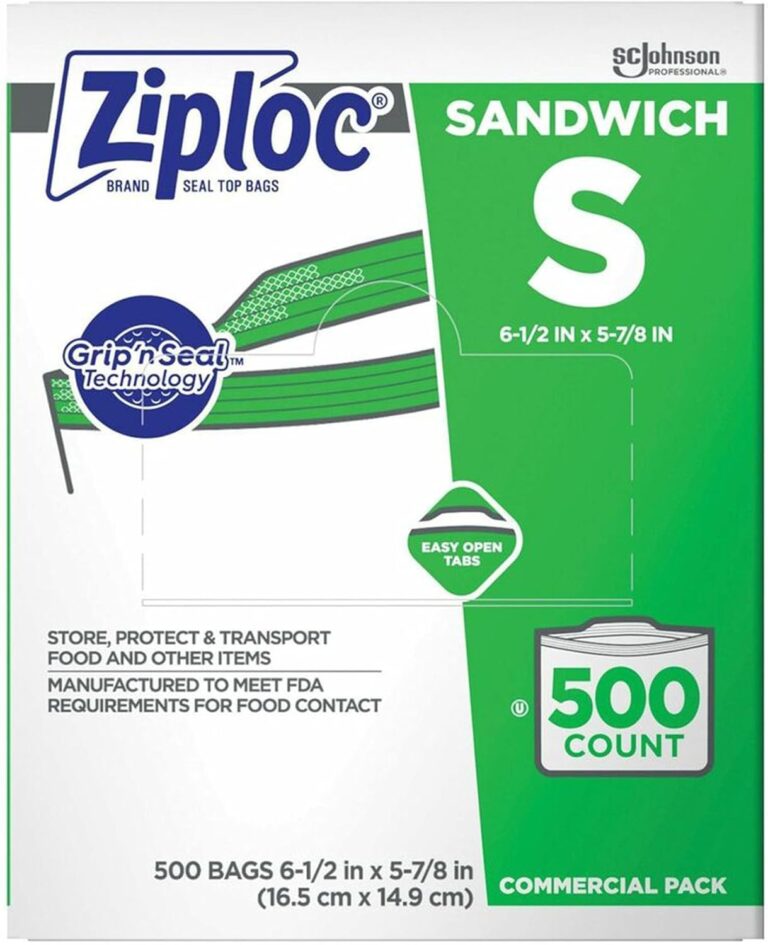 SC Johnson Professional Ziploc Sandwich Bags, Grip n Seal, Bulk 500 Count