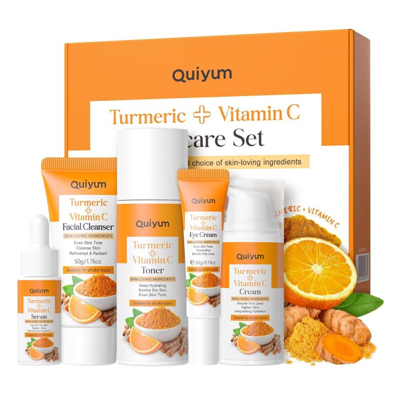 QUIYUM Turmeric Vitamin C Skin Care Set, 5PCS Beauty Routine for Women