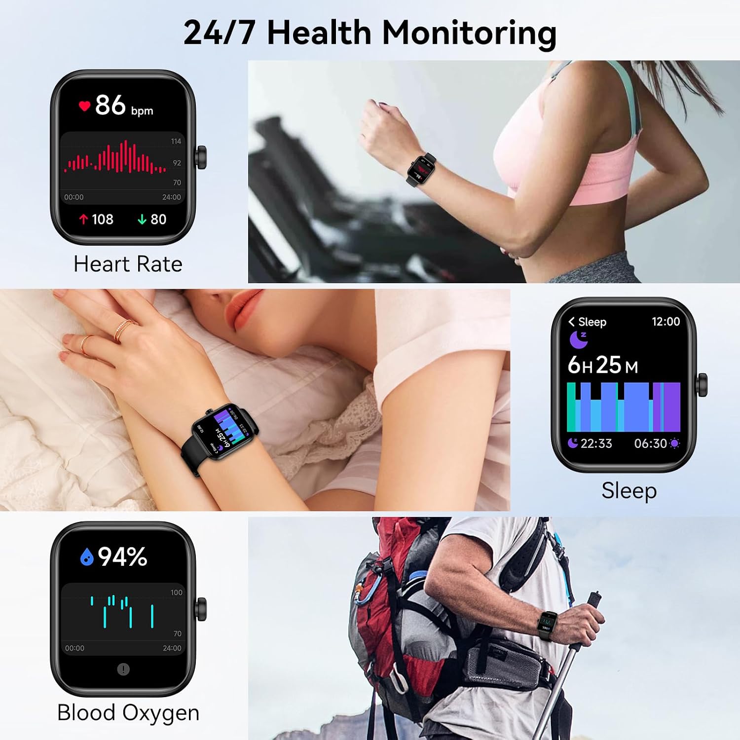Smart Watch for Men Women with Alexa Built-in, Bluetooth Calling, 1.83'' HD Touch Screen Fitness Tracker with Heart Rate/Sleep Monitor, 120+ Sports Modes, IP68 Water-Resistant Watch for Android & iOS - Image 3