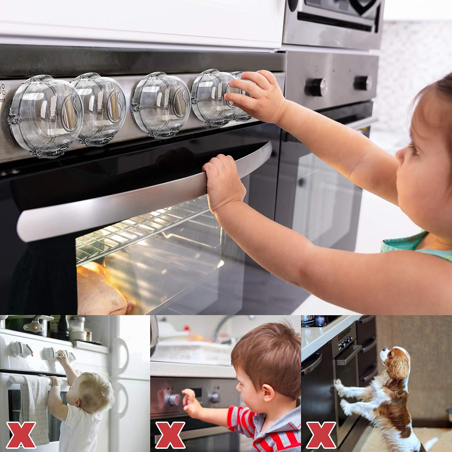 Stove Knob Safety Covers (5 + 1 Pack), Oven Lock Child Safety, Clear View - Image 7