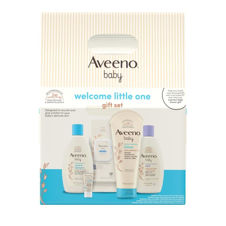 Aveeno Baby Welcome Little One Gift Set, Baby Essentials Set, 5 Items