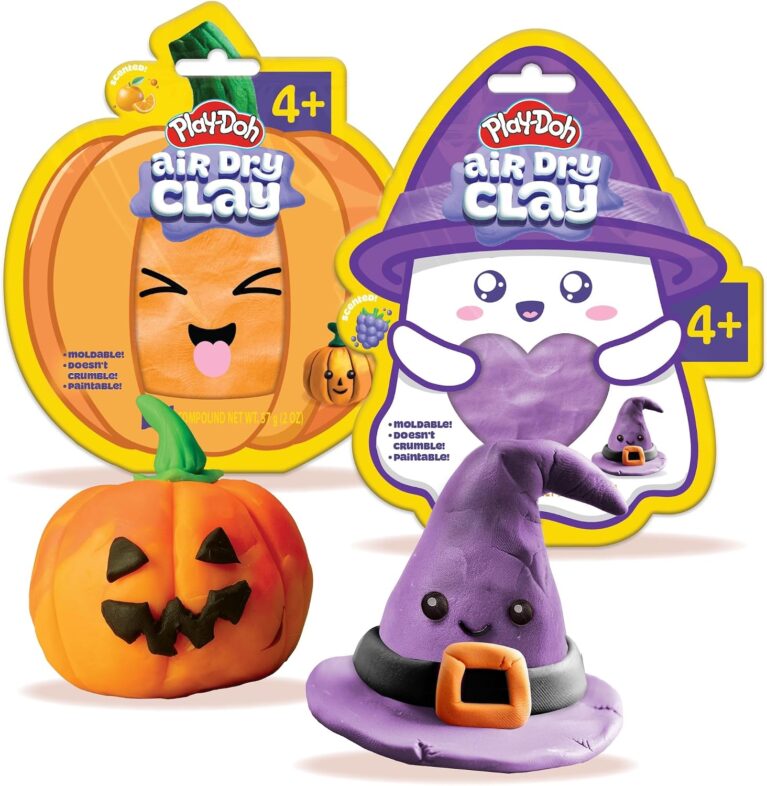Play-Doh Scented Air Dry Clay, 2-Pack Halloween Bundle, 1 Purple Grape, 1 Orange, Goodie Bag Stuffers, Art Supplies, Arts and Crafts for Kids, Craft Supplies, Toddler Party Favors