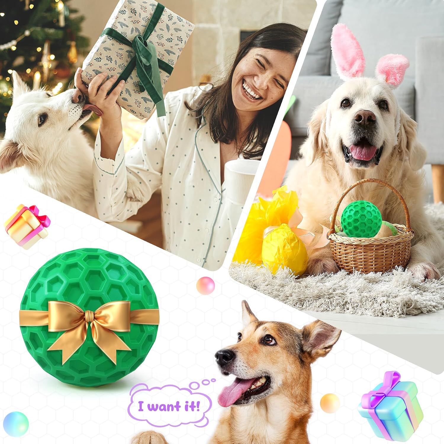 Tough Dog Chew Toys for Aggressive Chewers, Indestructible Dog Balls for Aggressive Chewers, Squeaky Balls for Dogs, Squeaky Toys for Large Dogs, Funny Heavy Duty Ball - Image 8