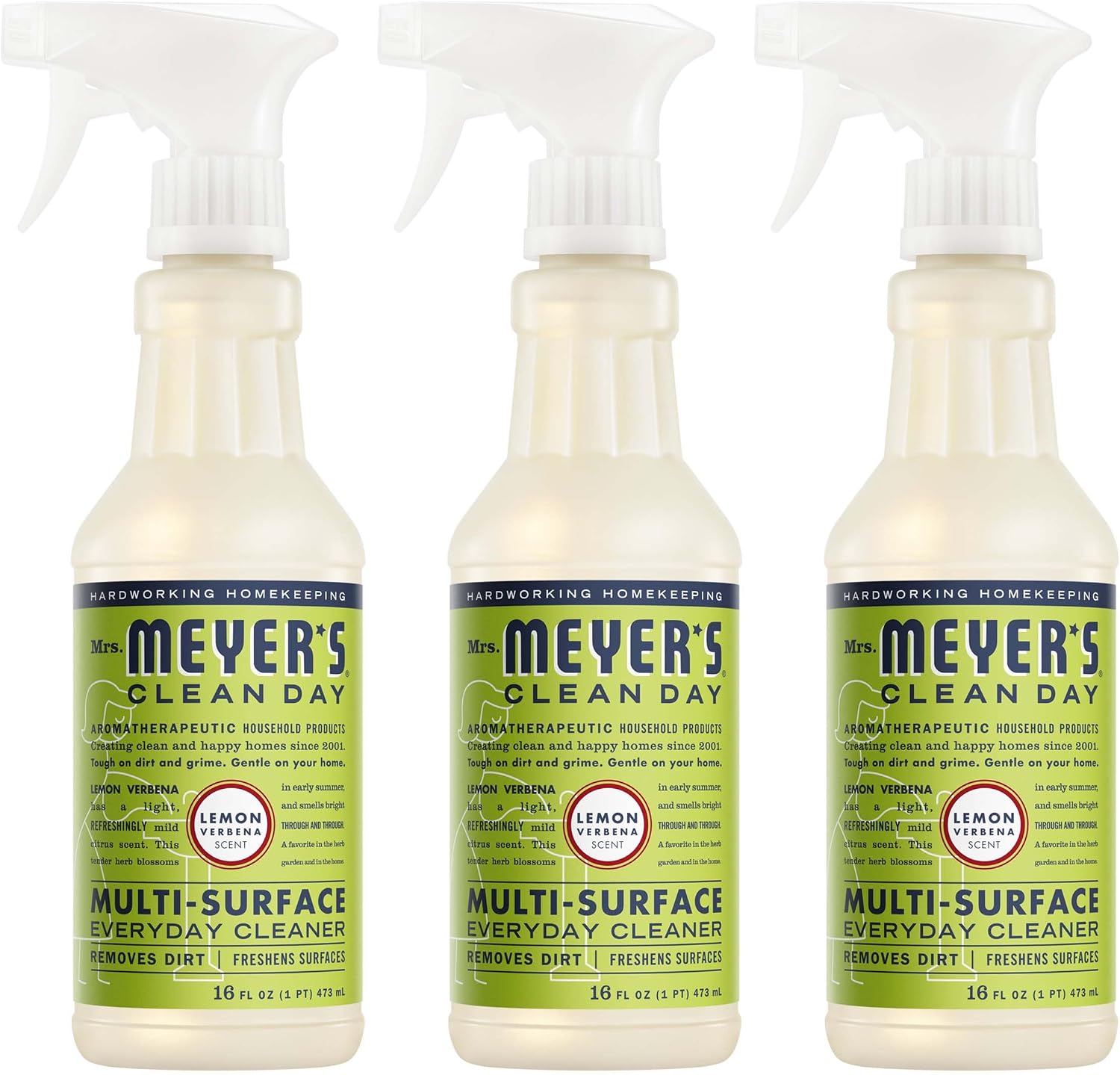 MRS. MEYER'S CLEAN DAY Cleaner Spray, Lemon Verbena, 16 fl oz, 3 Pack
