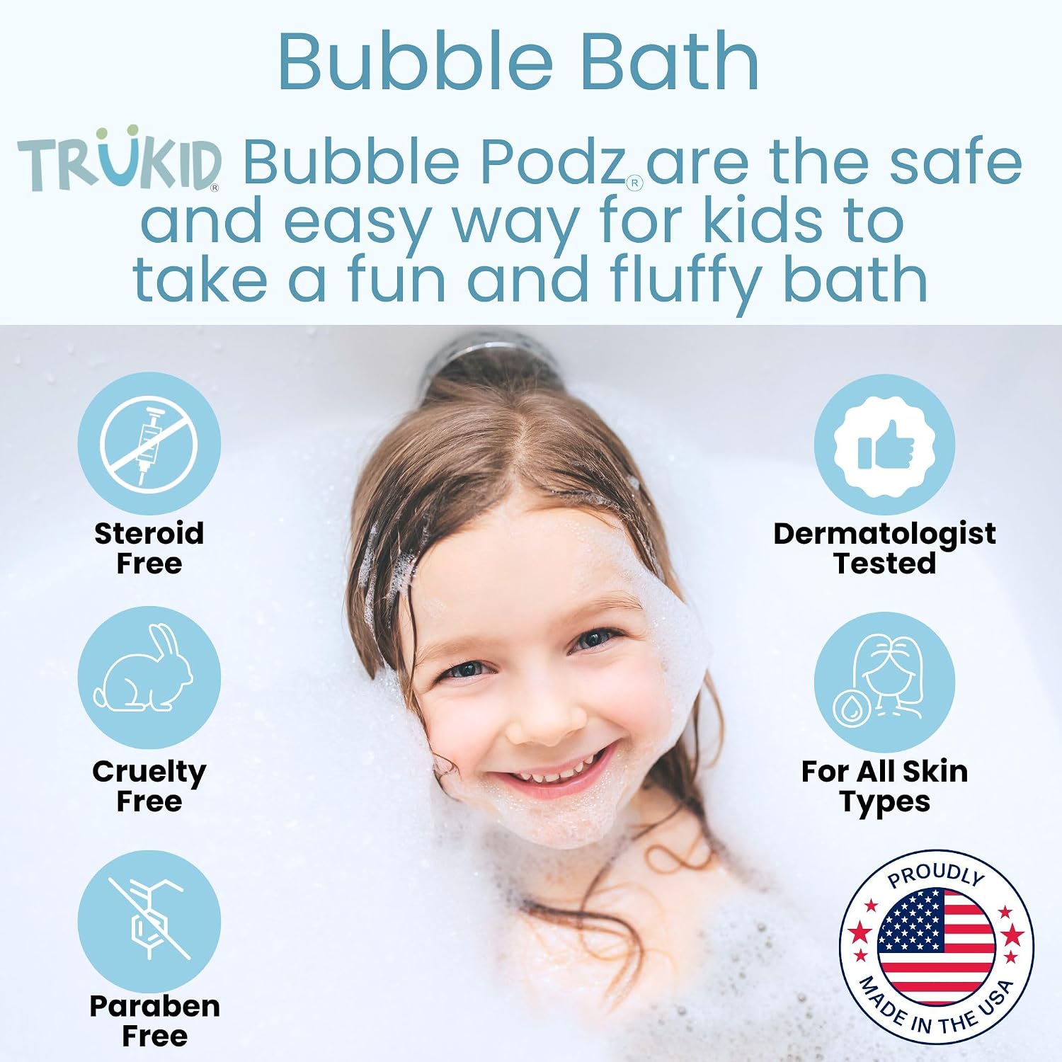 TruKid Bubble Podz Bubble Bath for Kids, Toddlers, & Babies, Tear Free Gentle & Refreshing Bath Bomb for Sensitive Skin with Natural Moisturizers, Non-Toxic, pH Balanced, Lavender Scent (10 Podz) - Image 2