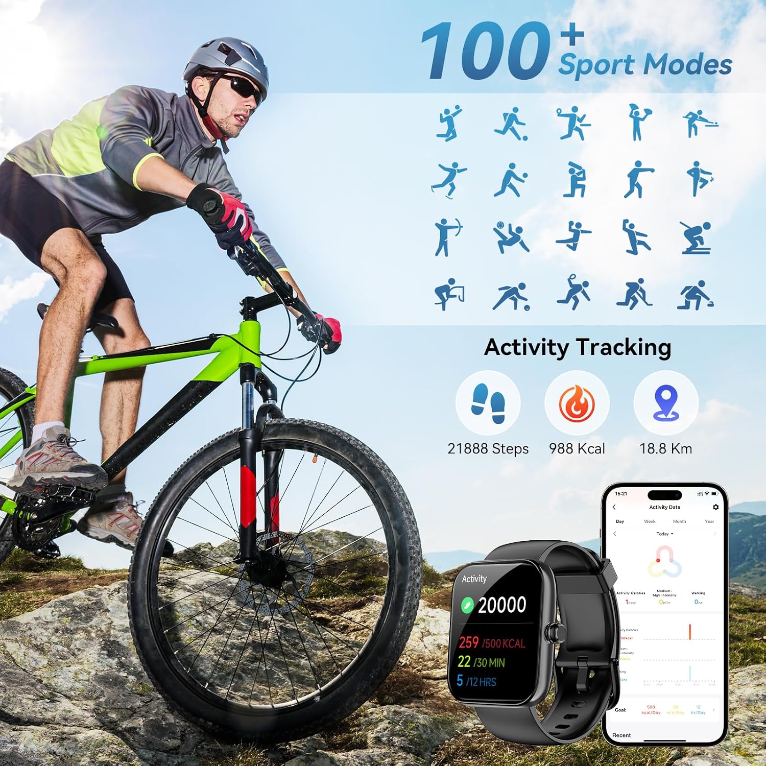 Smart Watch for Men Women with Alexa Built-in, Bluetooth Calling, 1.83'' HD Touch Screen Fitness Tracker with Heart Rate/Sleep Monitor, 120+ Sports Modes, IP68 Water-Resistant Watch for Android & iOS - Image 4