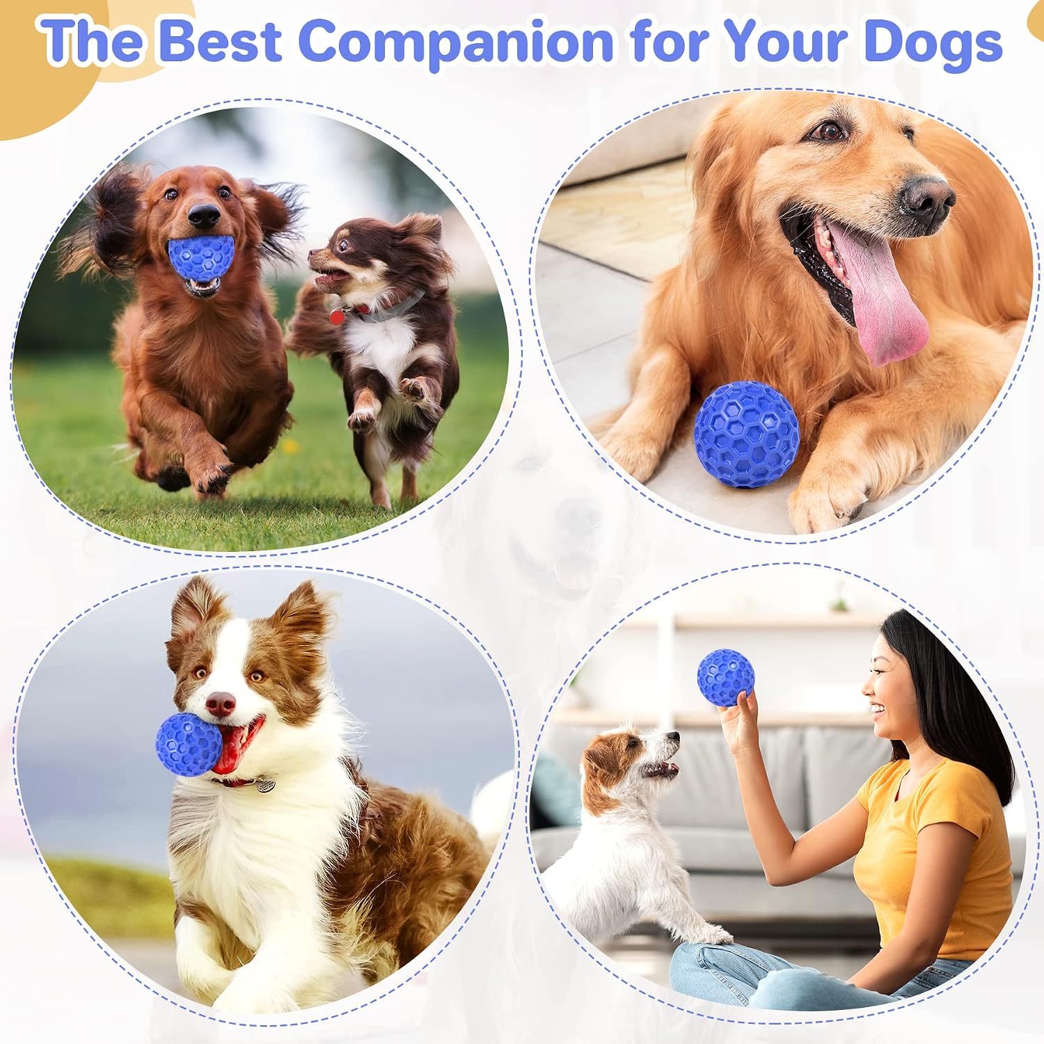 DISSKNIC Indestructible Squeaky Dog Ball, Relieves Anxiety, Cleans Teeth, Interactive Chew Toy for Aggressive Chewers, Dog Toy for Large Breeds, Outdoor Waterproof - Image 6