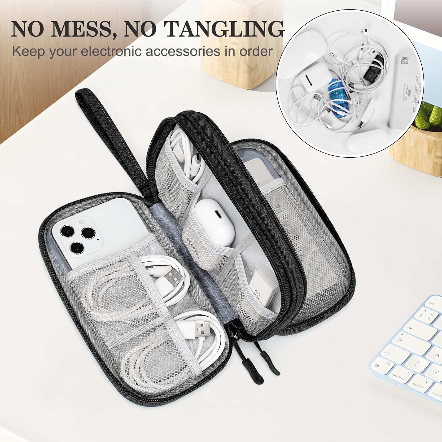 FYY Electronic Organizer, Travel Tech Pouch Bag, Cable Organizer Black - Image 5