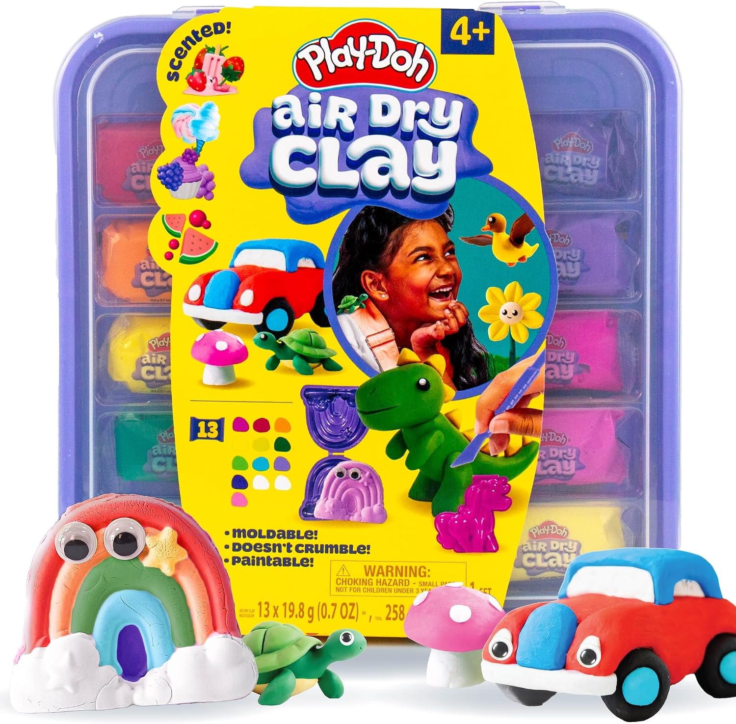 Play-Doh Air Dry Clay Case, Scented Variety Pack, 13 Air-Dry Clays, Fun Molds, Wiggly Eyes, and Sculpting Tool, Arts and Crafts Supplies, Modeling Clay, Fun Kids Activities, Pottery