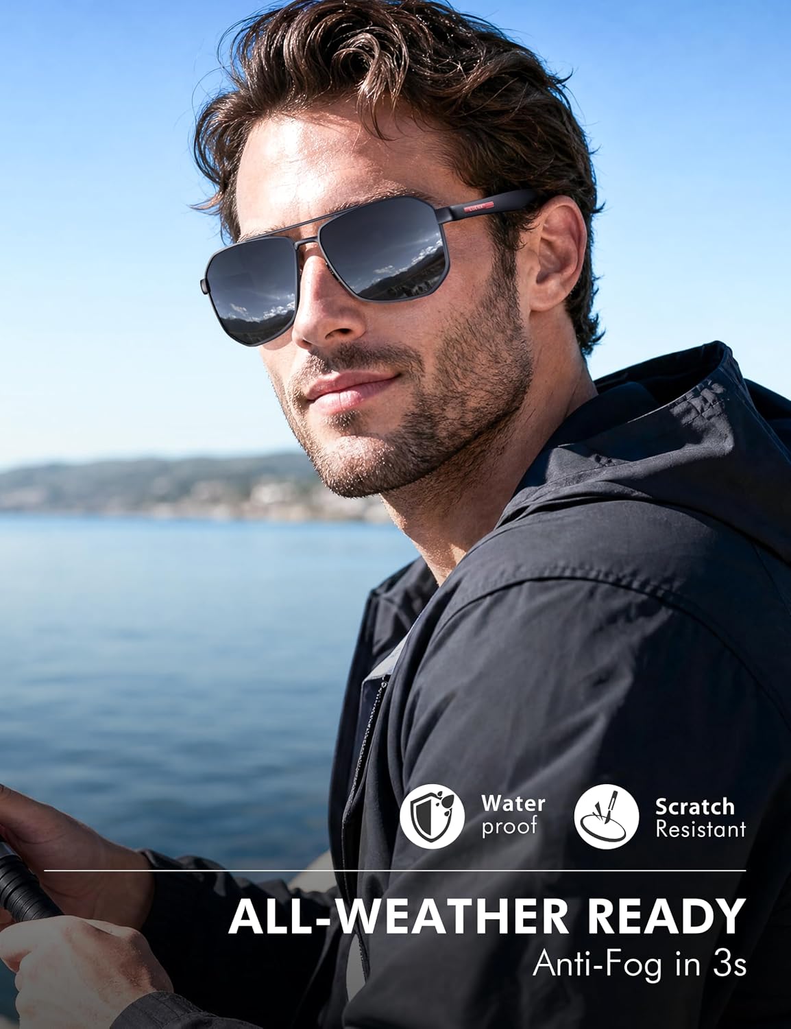 Luenx Aviator Polarized Sunglasses for Men: Square UV400 Driving - Image 6