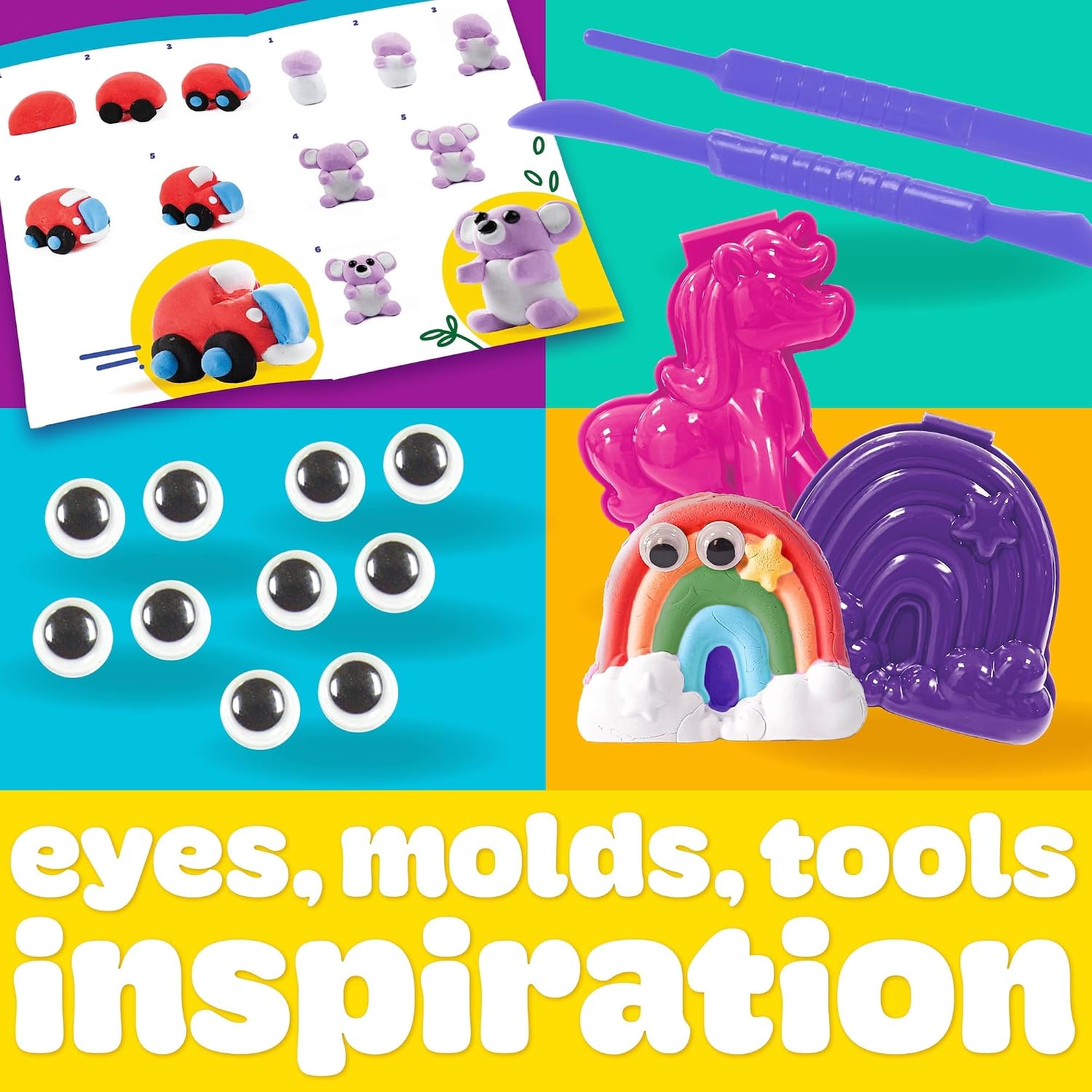 Play-Doh Air Dry Clay Case, Scented Variety Pack, 13 Air-Dry Clays, Fun Molds, Wiggly Eyes, and Sculpting Tool, Arts and Crafts Supplies, Modeling Clay, Fun Kids Activities, Pottery - Image 6