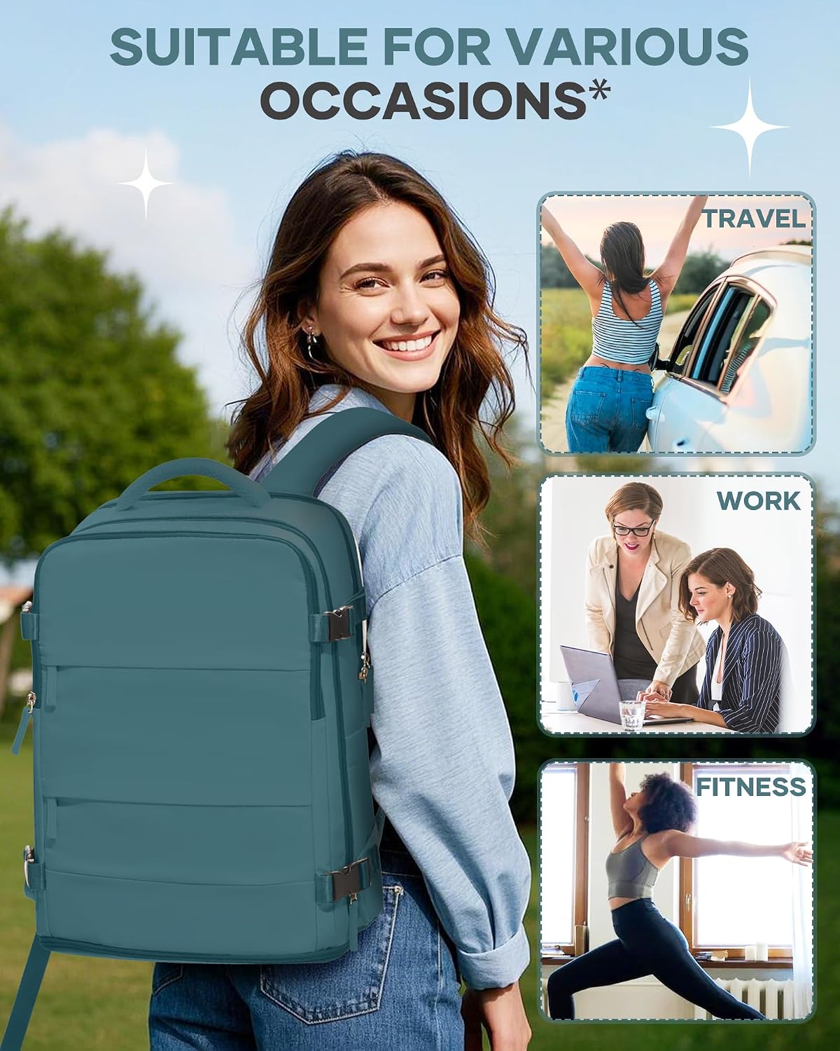 coofay Travel Backpack For Women Men Airline Approved Carry On Backpack Flight Approved Waterproof Sports Luggage Backpack Casual Daypack Small Hiking Backpack - Image 9