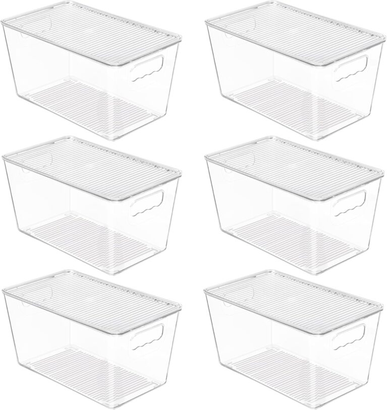 Vtopmart 6 Pack Clear Stackable Storage Bins with Lids and Handles, Medium