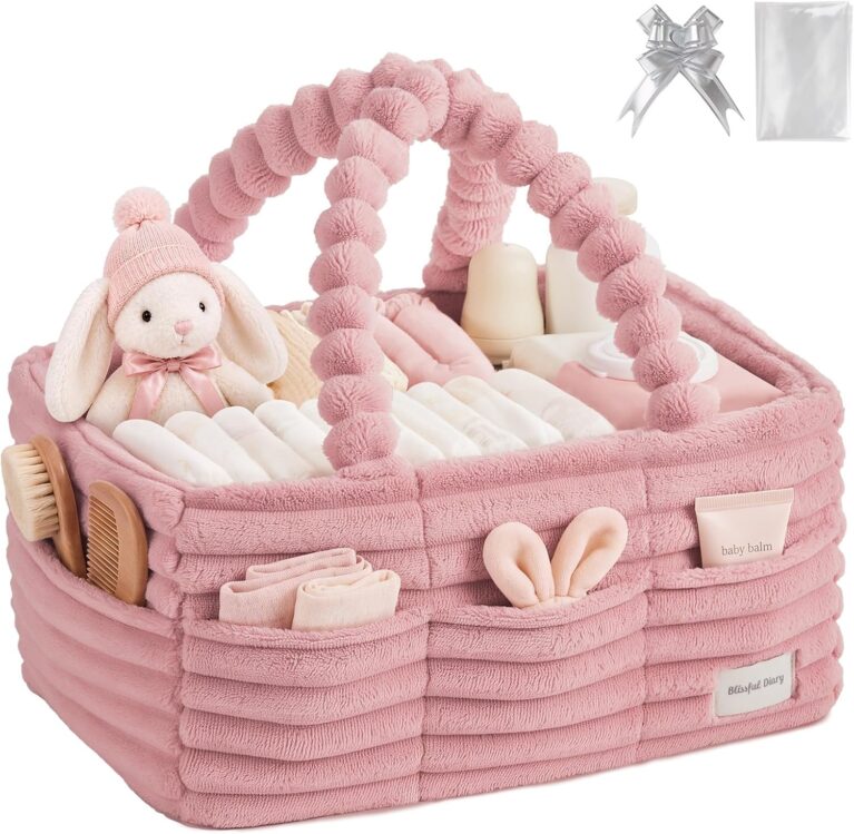 Blissful Diary Flannel Diaper Caddy Organizer & Gift Packaging, Blush Pink