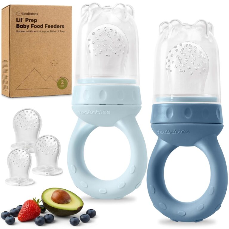 KeaBabies Baby Fruit Feeder 2pk, Silicone Baby Food Feeder,BPA-Free (Ocean)