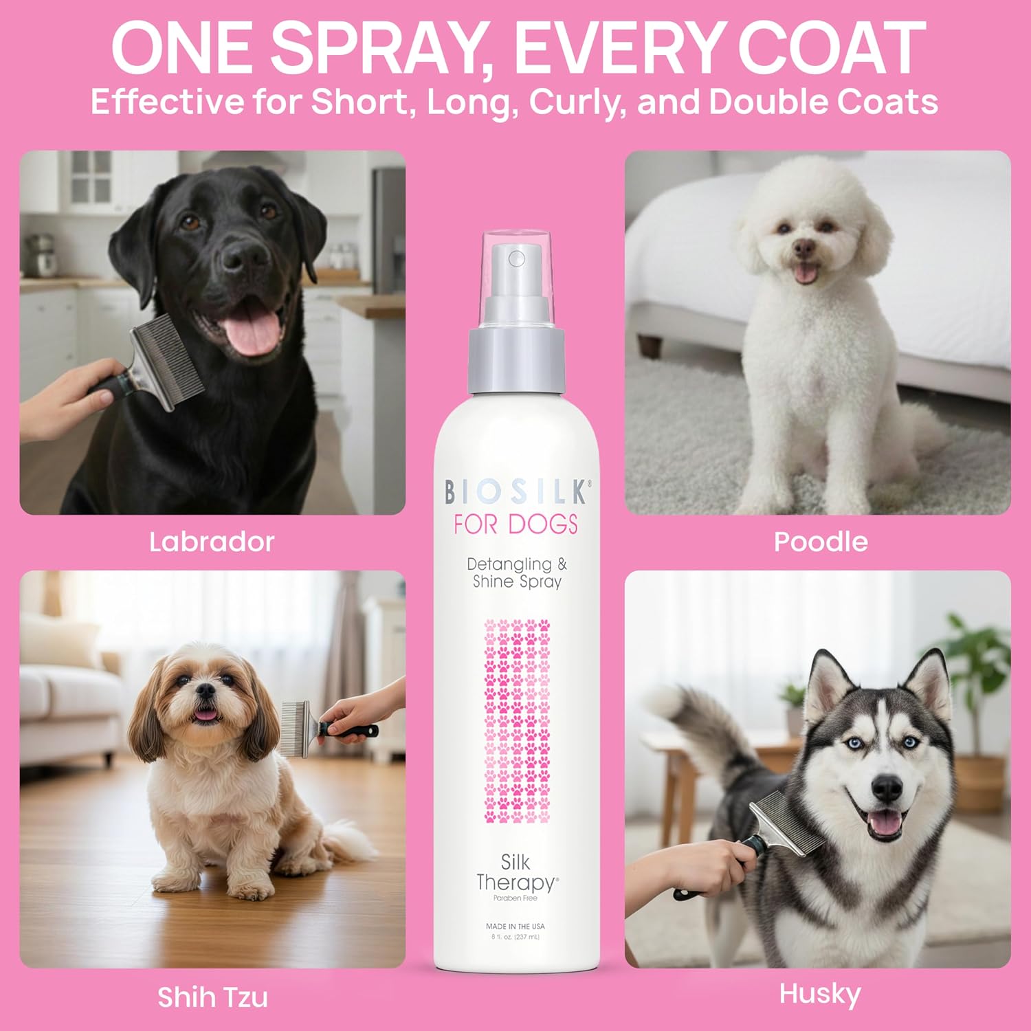 BioSilk for Dogs Silk Therapy Detangling and Shine Spray, 8 Fl Oz - Image 11