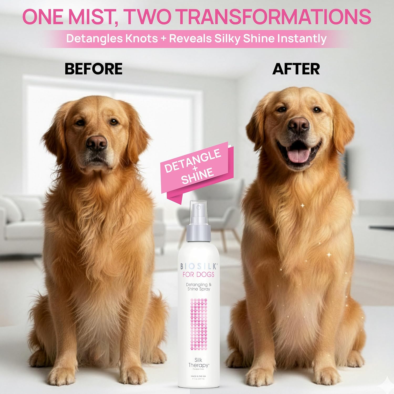 BioSilk for Dogs Silk Therapy Detangling and Shine Spray, 8 Fl Oz - Image 2