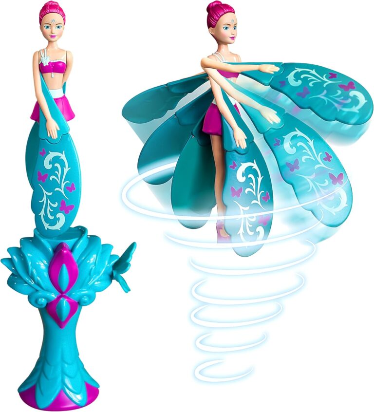Sky Dancers Flying Doll, Pull-String Toy, No Batteries, Turquoise Twinkle