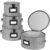 BALEINE China Storage Containers, Sturdy Quilted Wine Glass Storage, Plate Organizer with Carry Handles, Moving Boxes for Dishes, Cups, Mugs and Stemware (Plate, Hard Shell Grey)