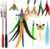 miwoowim 2PCS Retractable Cat Teaser Wands & 9PCS Feather Refills Toy Set